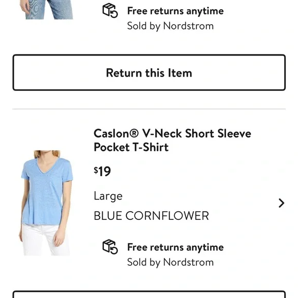 Caslon V-neck pocket short sleeve shirt, large, cornflower blue - Picture 3 of 3